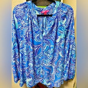 Lilly Pulitzer flowy long sleeve blouse XL